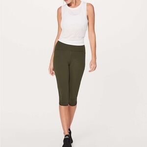 Lululemon Train Times Crop 17" Dark Olive Leggings Size 8